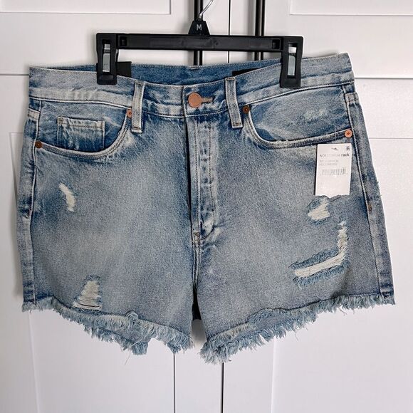 Blank NYC Blue Distressed Jean Shorts - NWT - Sz 30 - Picture 1 of 5